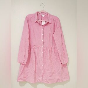 J. Crew Factory Pink Striped Long Sleeve Dress